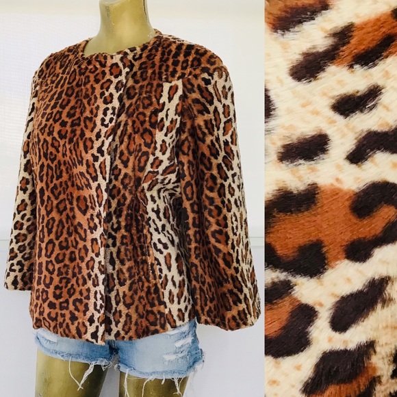 Philippe ADEC PARIS Rouge Ligne $545 LEOPARD Print Faux Fur SWING JACKET Size 8 - Picture 16 of 16